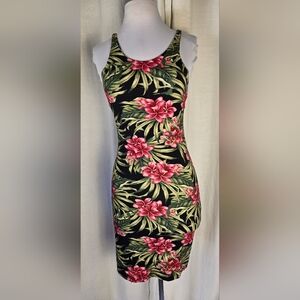 Farm Rio Jersey Knit Fitted Plumeria Dress